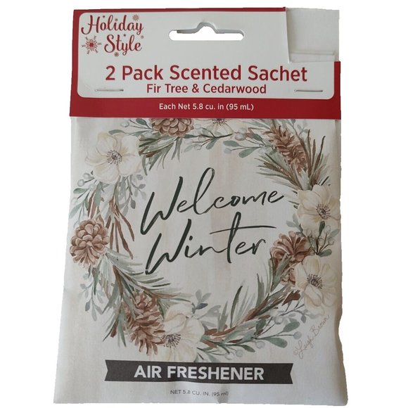 Holiday Style 2 Pack Scented Sachet Fir Tree & Cedarwood Air Freshener Potpourri - Picture 1 of 9